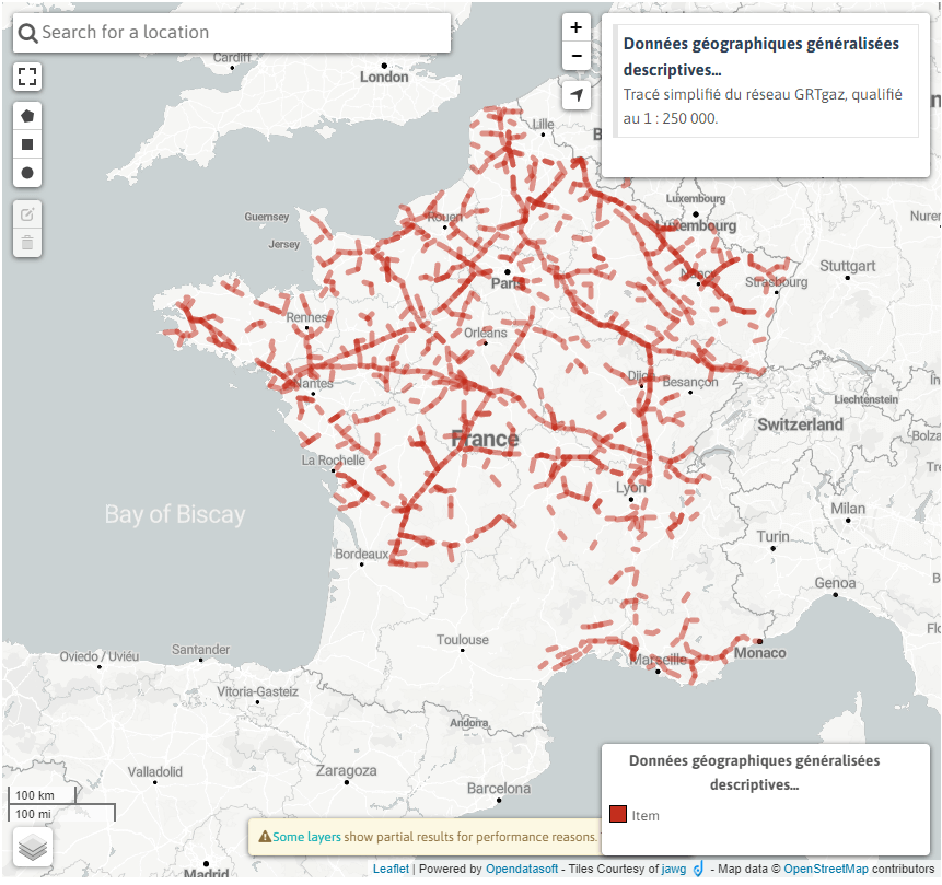 Tracé du réseau GRTGaz