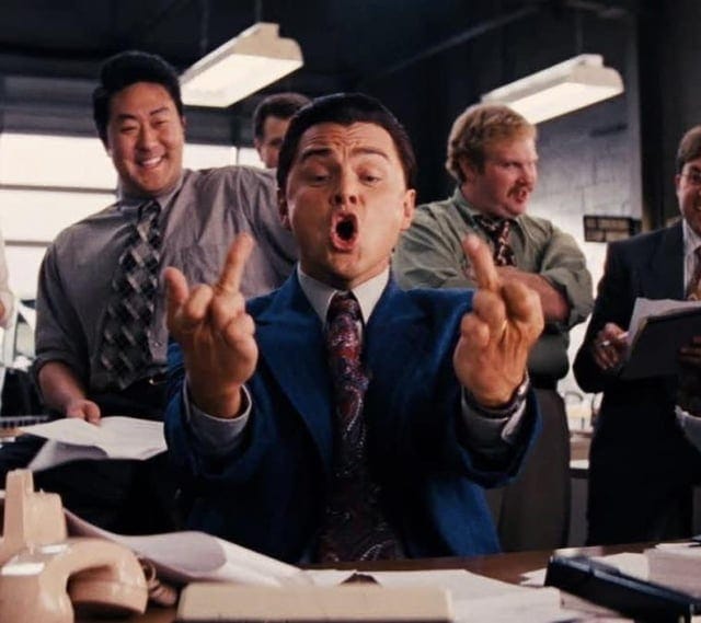 Wolf of Wallstreet - Leonardo DiCaprio's knuckles wrap around his middle finger when flipping the bird. Try it yourself- shit's whack. : r/shittymoviedetails Wolf of Wallstreet - Leonardo DiCaprio's knuckles wrap around his middle finger when flipping the bird. Try it yourself- shit's whack. : r/shittymoviedetails