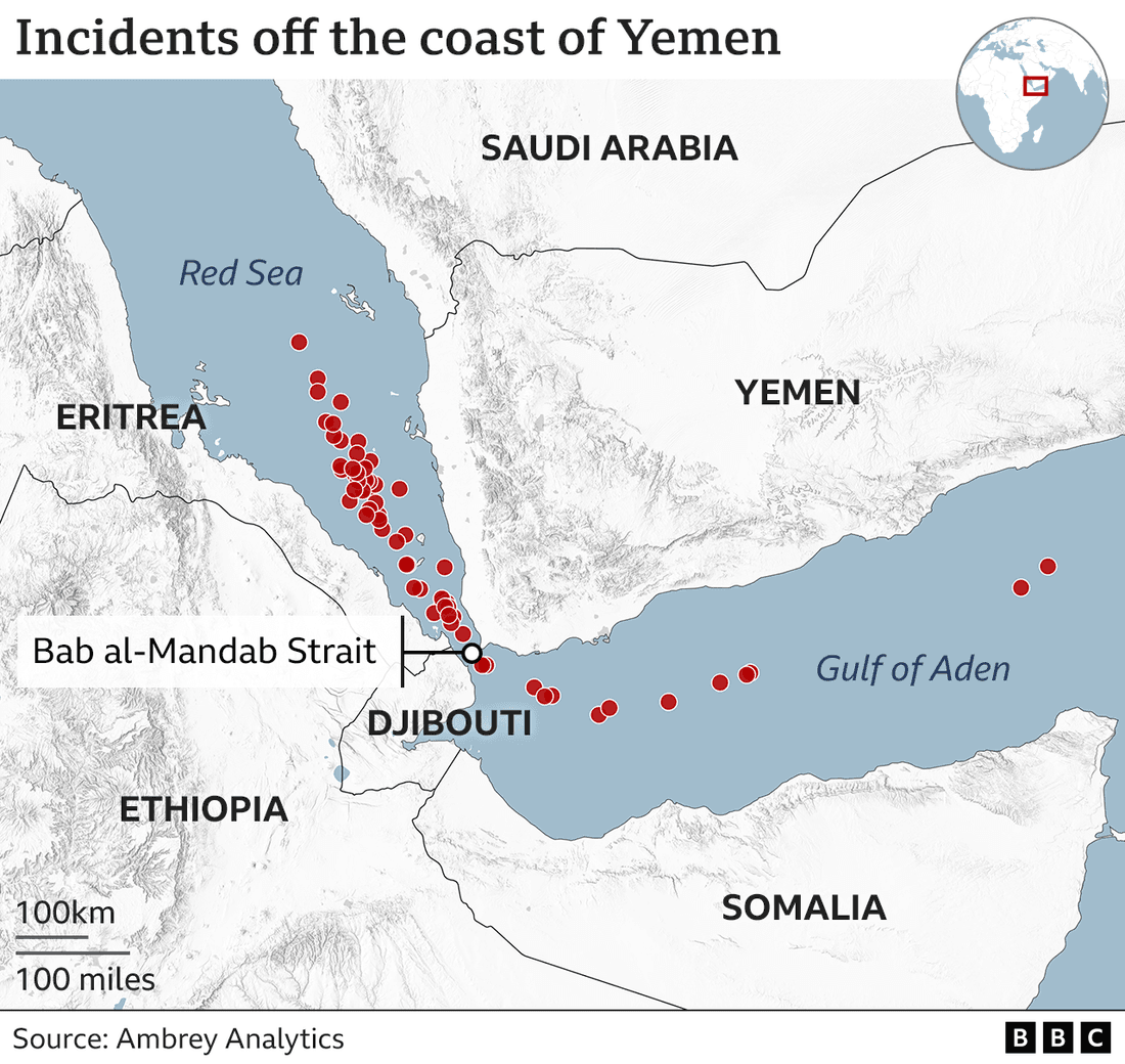 Carte des incidents au large du Yémen Carte des incidents au large du Yémen